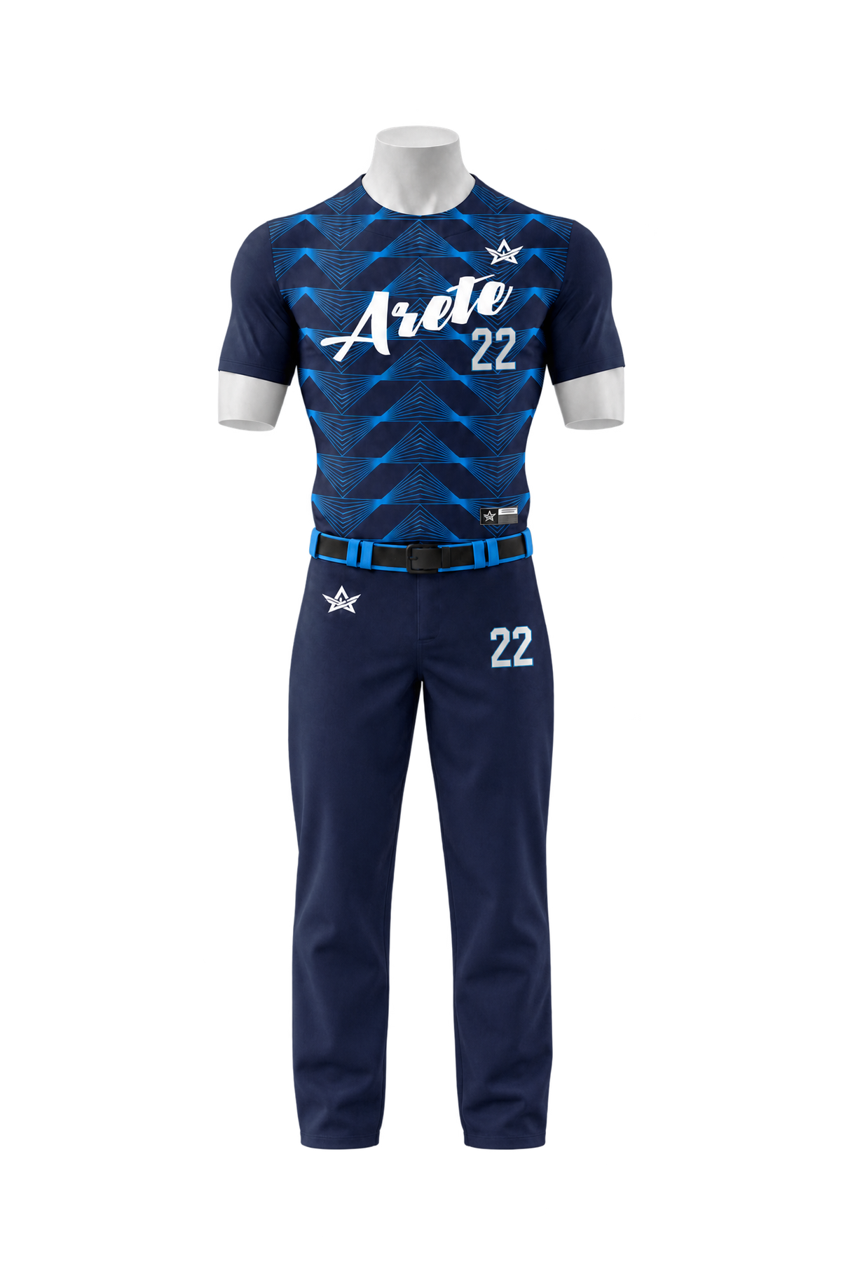ARETE Ace baseball uniform on mannequin