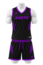 ARETE Spike men's volleyball uniform, black sleeveless, on mannequin